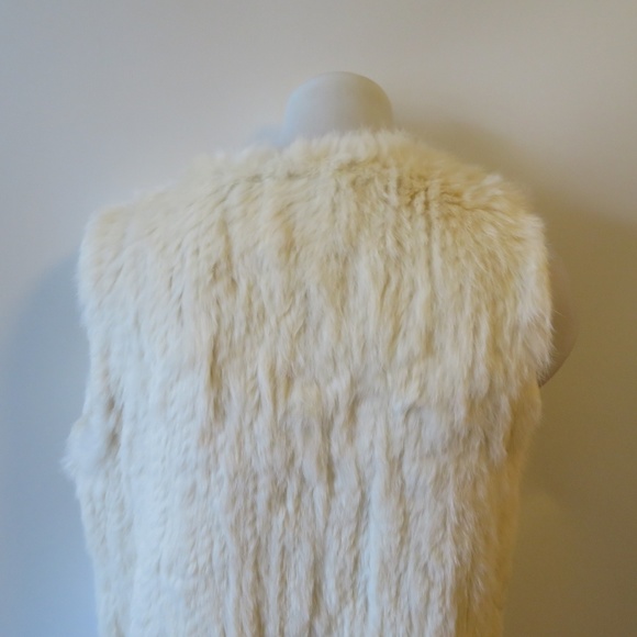 525 AMERICA LUXE BLUSH RABBIT FUR OPEN VEST SZ S - Picture 6 of 8